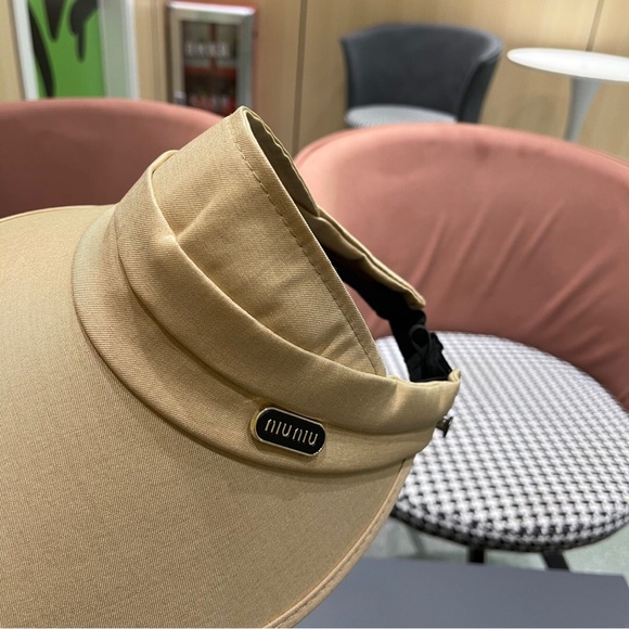 Miu Miu Canvas Sun Hat with Frayed Edges and Embossed Logo main image 4